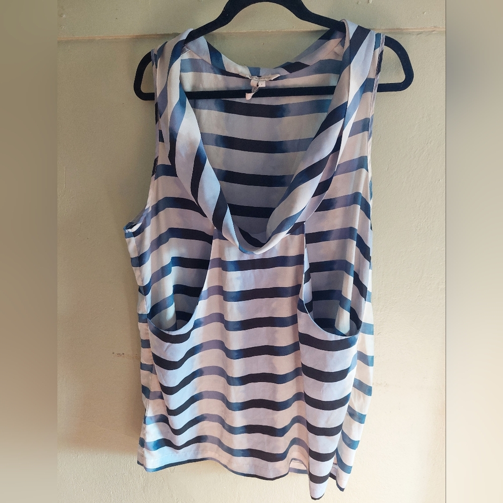Striped Sleeveless Tunic - Blue and White